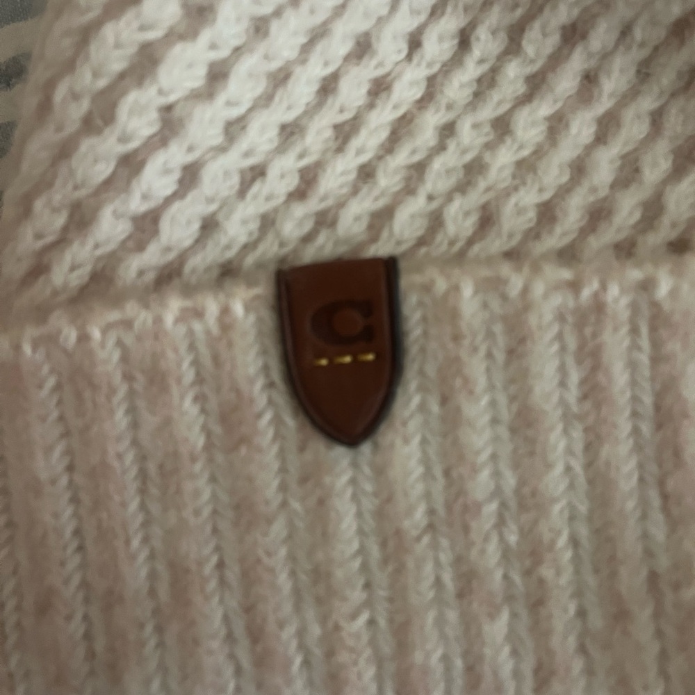 Coach Cozy Cream Knit Beanie - Picture 2 of 3